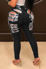 Load image into Gallery viewer, New stylish solid color hole micro elastic pocket zip-up sexy jeans