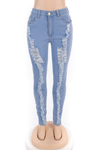 Load image into Gallery viewer, New stylish solid color hole micro elastic pocket zip-up sexy jeans