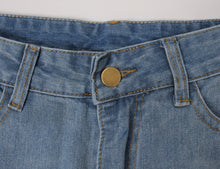 Load image into Gallery viewer, Hole zip-up new fashion contrast color inelastic slim jeans (with belt)
