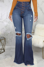 Load image into Gallery viewer, Fashion all-match wide-legged knee-holes slim flared jeans