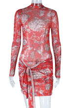 Load image into Gallery viewer, Sexy slight stretch micro see through mesh flower print mini dress(no underwear)