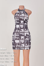 Load image into Gallery viewer, Sexy stretch urban style printing halter-neck backless bodycon mini dress