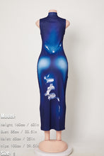 Load image into Gallery viewer, Sexy slight stretch fake denim printing bodycon midi dress