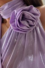 Load image into Gallery viewer, Sexy slight stretch silver pressed rose halter neck slim mini dress