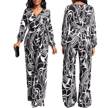 Load image into Gallery viewer, Casual slight stretch batch printing with belt jumpsuit