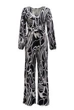 Load image into Gallery viewer, Casual slight stretch batch printing with belt jumpsuit