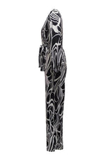 Load image into Gallery viewer, Casual slight stretch batch printing with belt jumpsuit