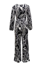 Load image into Gallery viewer, Casual slight stretch batch printing with belt jumpsuit