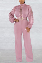 Load image into Gallery viewer, Sexy 6 colors stretch hollow long sleeve with belt jumpsuit