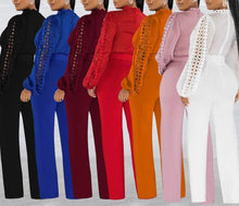 Load image into Gallery viewer, Sexy 6 colors stretch hollow long sleeve with belt jumpsuit