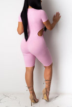 Load image into Gallery viewer, Sexy solid color stretch hollow lace-up zip-up playsuit