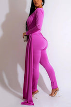 Load image into Gallery viewer, Sexy 6 colors stretch shoulder padded deep-v irregular slim jumpsuit
