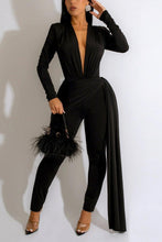 Load image into Gallery viewer, Sexy 6 colors stretch shoulder padded deep-v irregular slim jumpsuit
