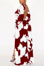 Load image into Gallery viewer, Sexy flower printing stretch deep-v backless slit jumpsuit