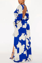 Load image into Gallery viewer, Sexy flower printing stretch deep-v backless slit jumpsuit