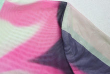 Load image into Gallery viewer, Slight stretch tie-dye printing mesh see-through bodysuit slim sexy pants sets