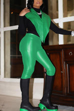 Load image into Gallery viewer, Slight stretch solid color 5-colors pu sleeveless sexy pants sets(without a black top)