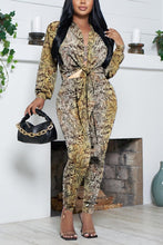Load image into Gallery viewer, Sexy slight stretch printing lace-up slim long sleeve pants sets