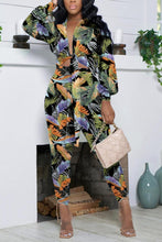 Load image into Gallery viewer, Sexy slight stretch printing lace-up slim long sleeve pants sets