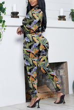 Load image into Gallery viewer, Sexy slight stretch printing lace-up slim long sleeve pants sets