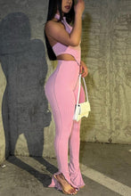 Load image into Gallery viewer, Sexy slight stretch solid color halter-neck pants sets Jumpsuits&Rompers