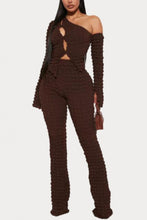 Load image into Gallery viewer, Sexy slight stretch solid color one shoulder cutout pants sets