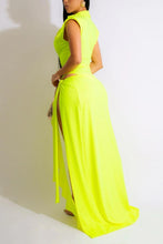 Load image into Gallery viewer, Sexy slight stretch shoulder pad bodysuit irregular maxi skirt sets