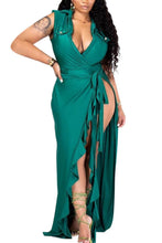 Load image into Gallery viewer, Sexy slight stretch shoulder pad bodysuit irregular maxi skirt sets