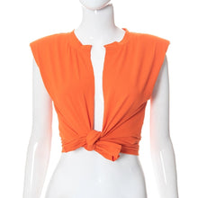 Load image into Gallery viewer, Summer new stylish solid color crew neck with shoulder pads sleeveless stretch sexy top