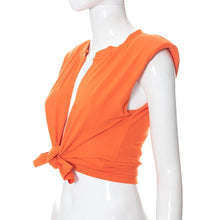 Load image into Gallery viewer, Summer new stylish solid color crew neck with shoulder pads sleeveless stretch sexy top