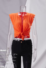 Load image into Gallery viewer, Summer new stylish solid color crew neck with shoulder pads sleeveless stretch sexy top