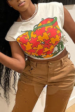 Load image into Gallery viewer, Summer new stylish cartoon heart printing crew neck stretch sleeveless sexy top