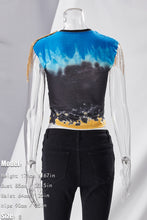 Load image into Gallery viewer, Summer new stylish letter angel printing crew neck sleeveless tassels decor slight stretch exquisite tank top