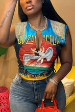 Load image into Gallery viewer, Summer new stylish letter angel printing crew neck sleeveless tassels decor slight stretch exquisite tank top