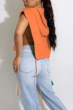 Load image into Gallery viewer, Summer new 5 colors solid color stretch sleeveless hooded zip-up drawstring design side slit stylish sexy top(only top)