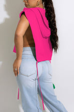 Load image into Gallery viewer, Summer new 5 colors solid color stretch sleeveless hooded zip-up drawstring design side slit stylish sexy top(only top)