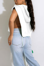 Load image into Gallery viewer, Summer new 5 colors solid color stretch sleeveless hooded zip-up drawstring design side slit stylish sexy top(only top)