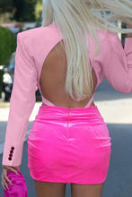 Load image into Gallery viewer, Slight stretch hollow backless solid color with shoulder pad sexy bodysuit