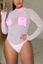 Load image into Gallery viewer, High stretch 3 colors see through mesh stitching sexy bodysuit(no panties)