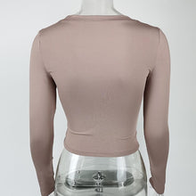 Load image into Gallery viewer, Stylish solid color stretch long sleeve slim top