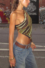 Load image into Gallery viewer, Sexy slight stretch batch printing one shoulder tank top