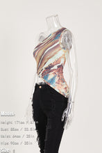 Load image into Gallery viewer, Sexy slight stretch batch printing one shoulder tank top
