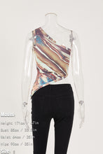 Load image into Gallery viewer, Sexy slight stretch batch printing one shoulder tank top