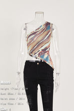 Load image into Gallery viewer, Sexy slight stretch batch printing one shoulder tank top