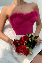 Load image into Gallery viewer, Sexy slight stretch strapless fuzzy rubber bone underwire slim vest