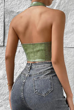 Load image into Gallery viewer, Sexy non-stretch solid color pu halter neck backless slim lace-up vest