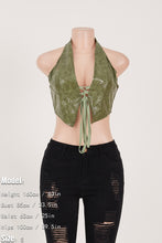 Load image into Gallery viewer, Sexy non-stretch solid color pu halter neck backless slim lace-up vest