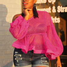 Load image into Gallery viewer, Sexy slight stretch mesh see-through ruffles top