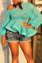 Load image into Gallery viewer, Sexy slight stretch mesh see-through ruffles top