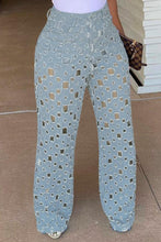 Load image into Gallery viewer, Non stretch denim holes high waist tied stylish jeans